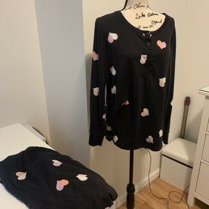 kate spade henley jogger set - black / heart - siz